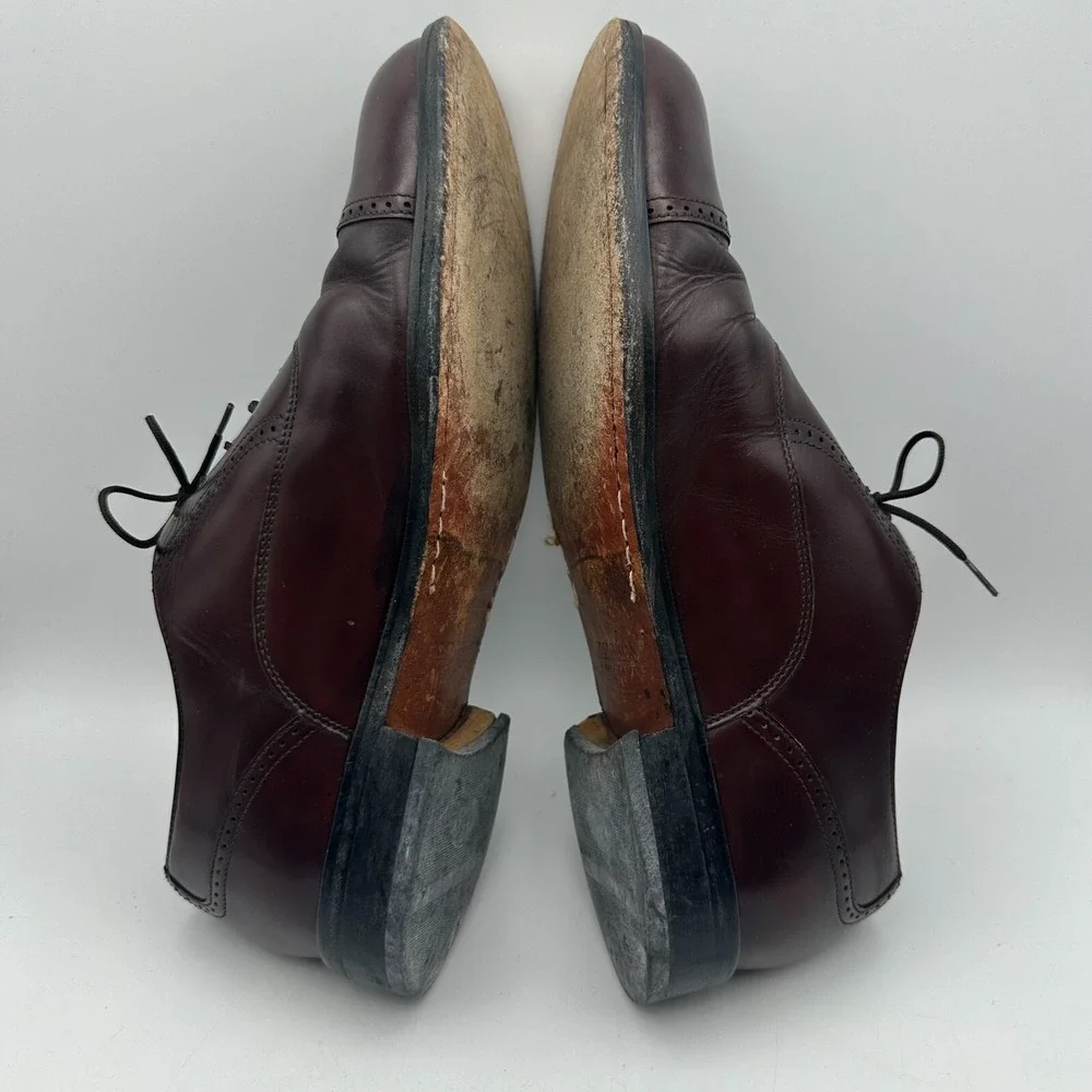 Bostonian Classics Oxford Mens 10 Burgundy Leather Cap Toe Brogue 20352